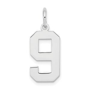 Sterling Silver, Athletic Collection Medium Polished Number 9 Pendant